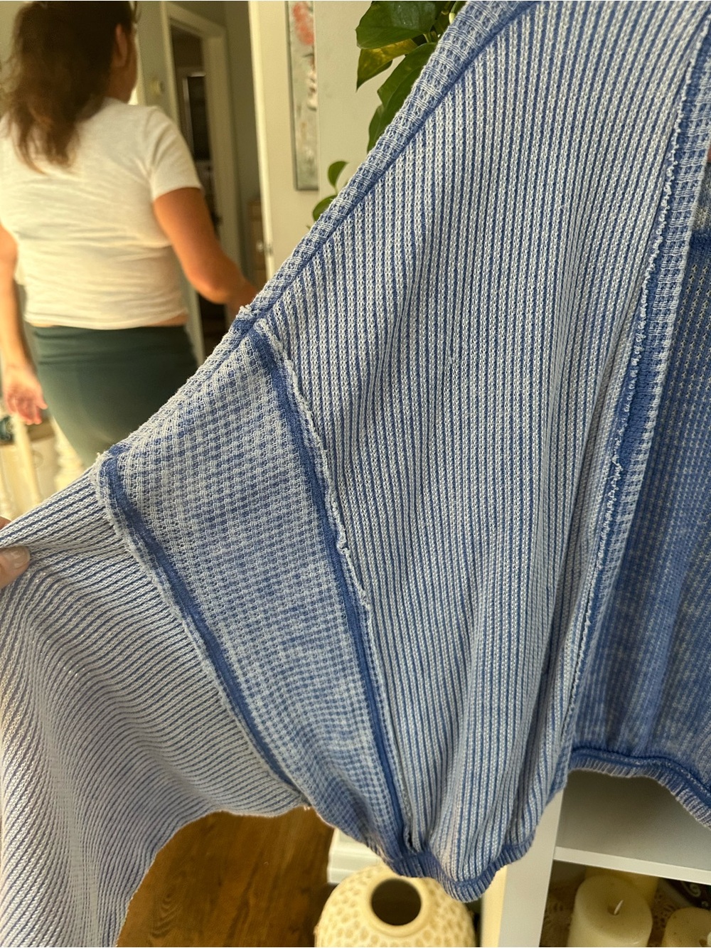 Project Social T Blue Ribbed Open-Front Cropped Cardigan - Picture 2 of 2